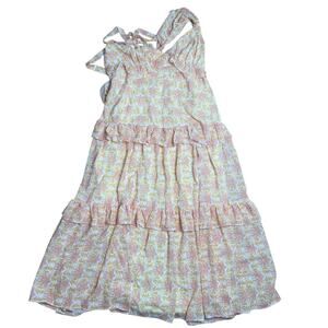 NWT Lovecolette Pink/Yellow/Cream Floral Halter dress Size S